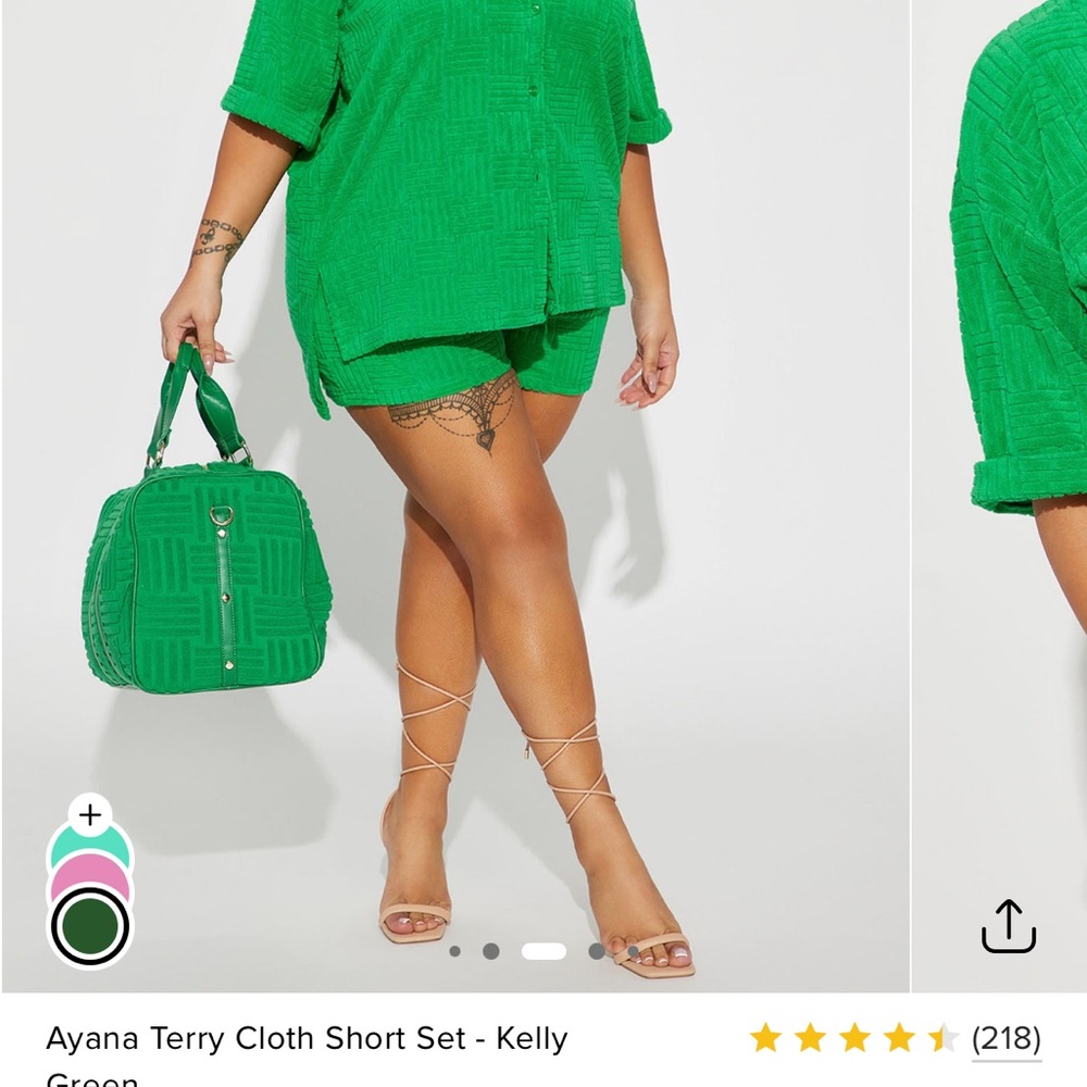 Fashion Nova Green Terry Cloth Pajama Set